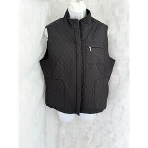 Talbots Fine Quilted Vest, Women’s Petites Size Large Black ,Pockets, Full Zip